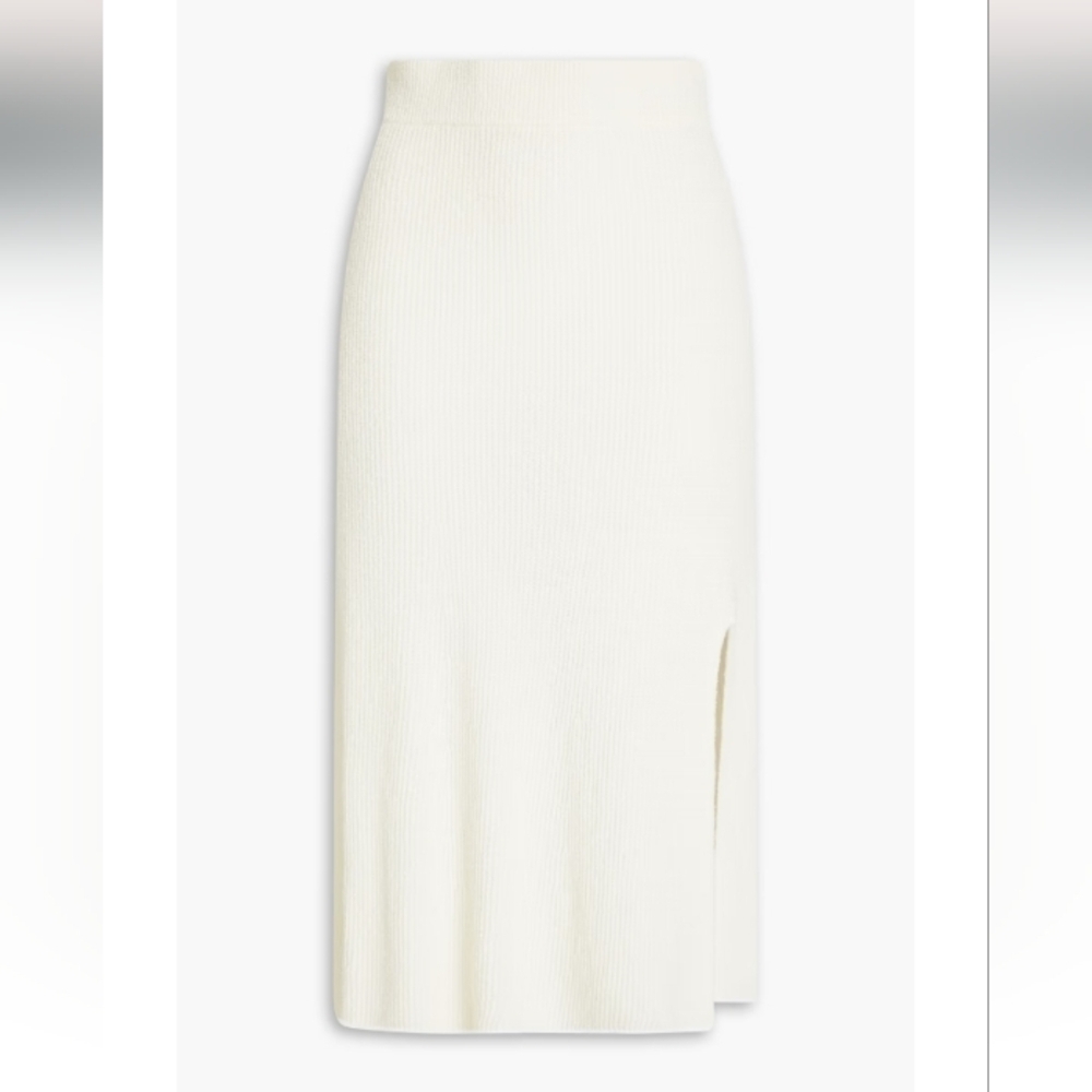 Rag & Bone Soleil Ribbed Cotton-Blend Midi Skirt In Off White